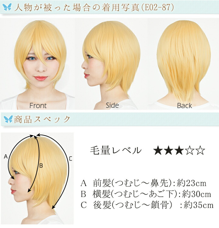 コスプレウィッグ(ショート)【ブルー系|ミクブルーグリーン】|【E02-OW