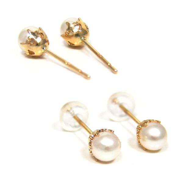 アウトレット品】K10YG 淡水パール3連ピアス！人気の定番ピアスです