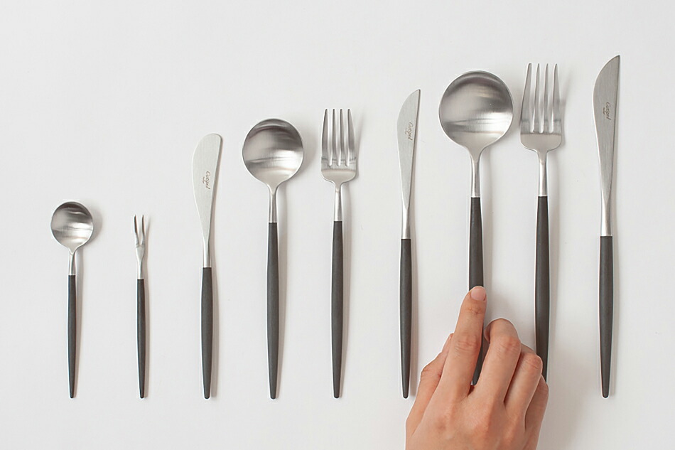 ゴア／GOA ブラック×シルバー カトラリー（クチポール／Cutipol