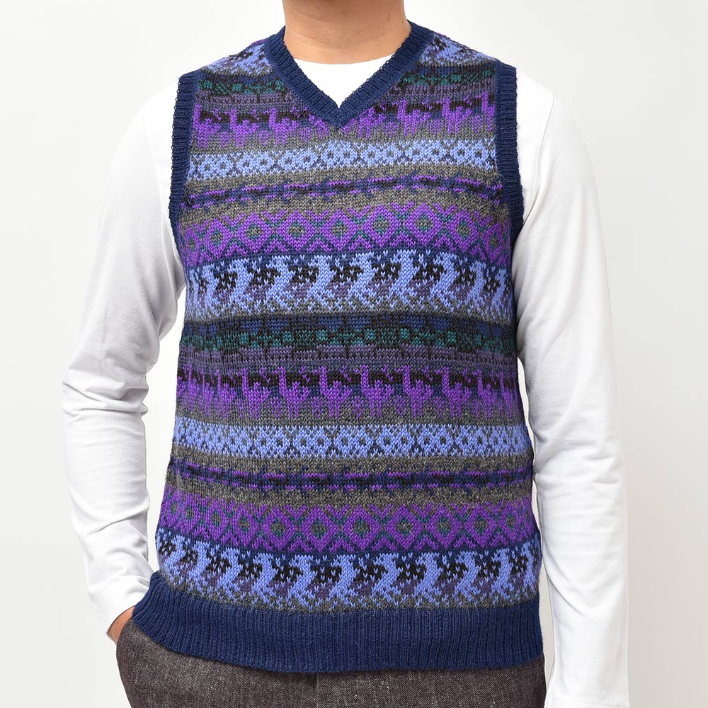 【ペルー製】 ラッファモリーナ 総柄ニットベスト アルパカ100% Lサイズ 36012000035b.jpg