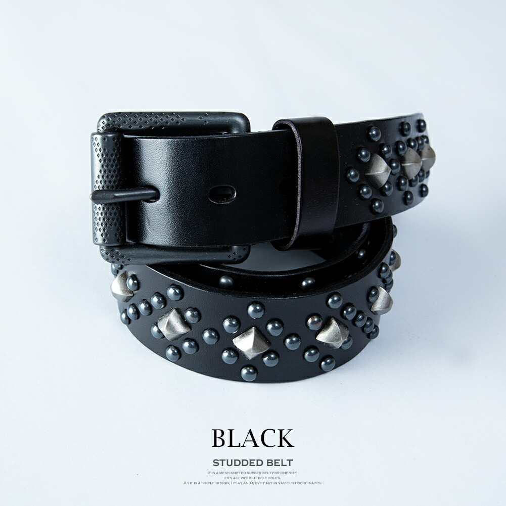 楽天市場】ベルト メンズ レザー スタッズ 本革 スタッズベルト パンク