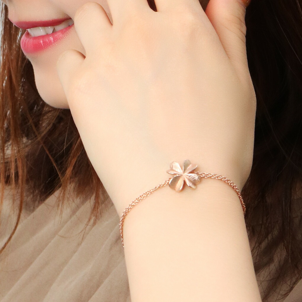 Blue Cat 四つ葉 クローバー ブレスレット シルバー 925 ピンク