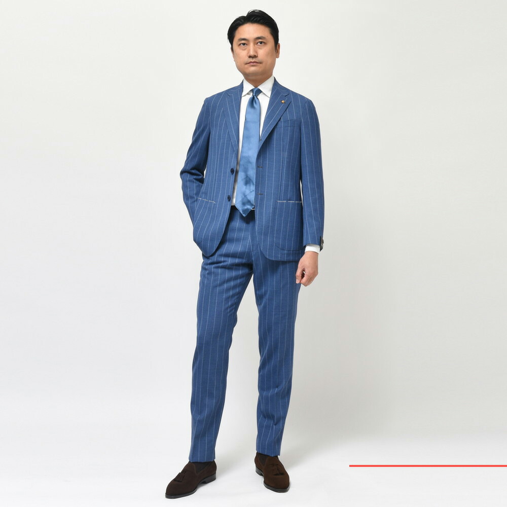 LATORRE（ラトーレ）ウールフレスコチョークストライプ3B1プリーツ