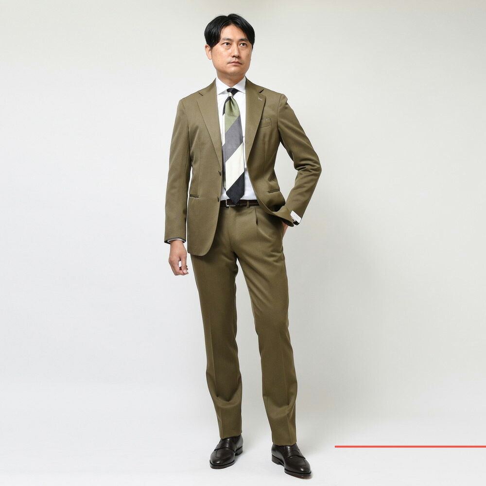 De Petrillo（デ ペトリロ）ウールギャバジン3B1プリーツスーツ NAPOLI