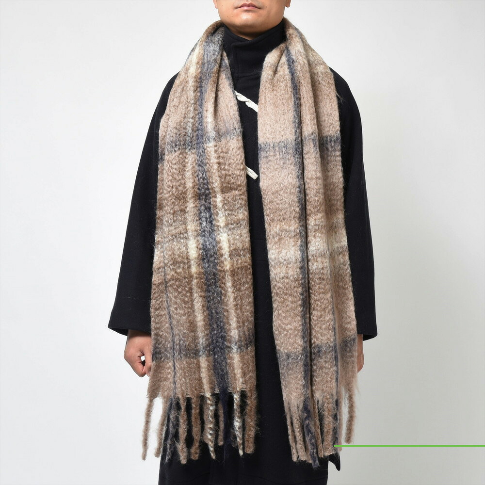 THROW（スロー）Amie モヘアウールシャギーオーバーチェックマフラー