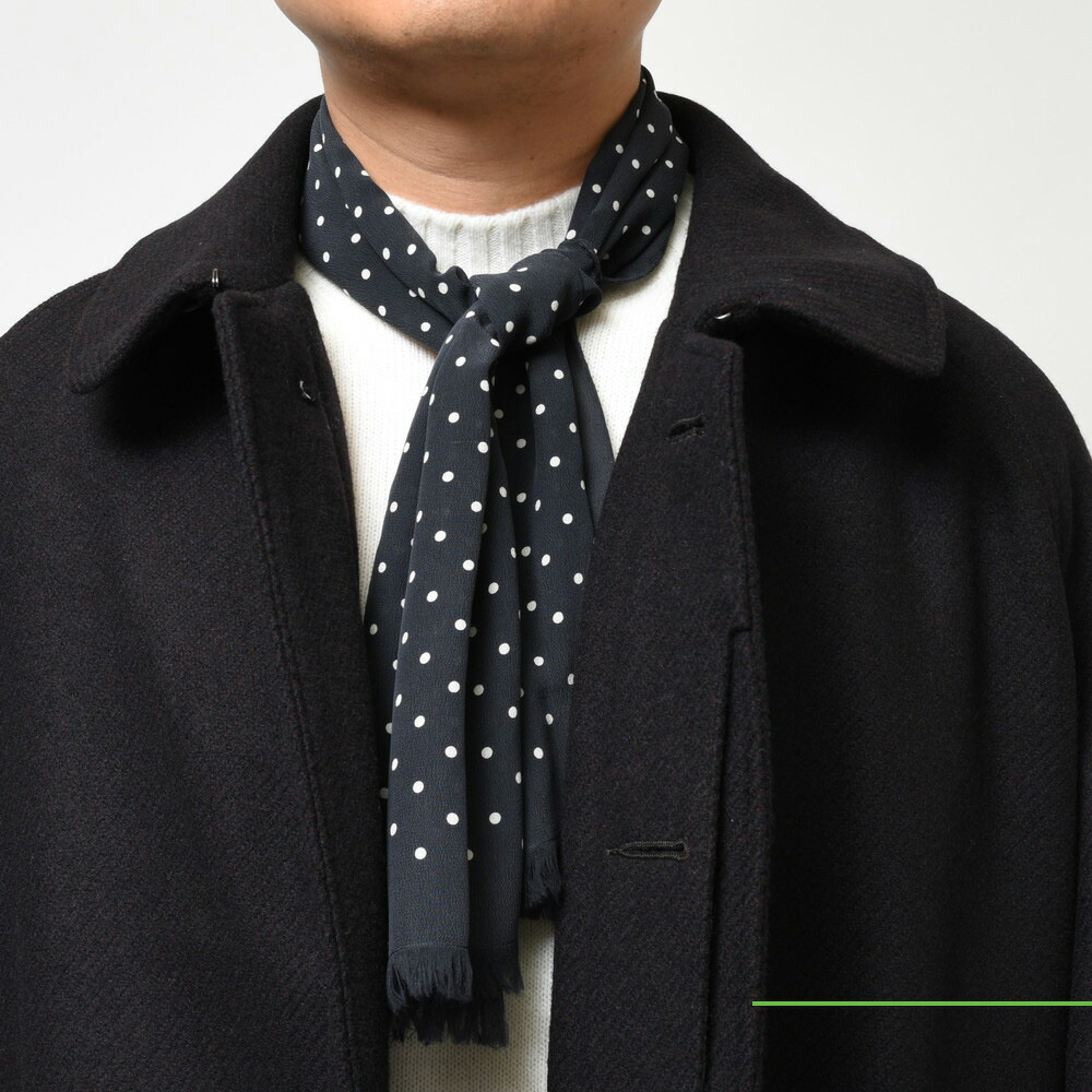 HEUGN（ユーゲン）Poa シルクドットプリントスカーフ SCARF005