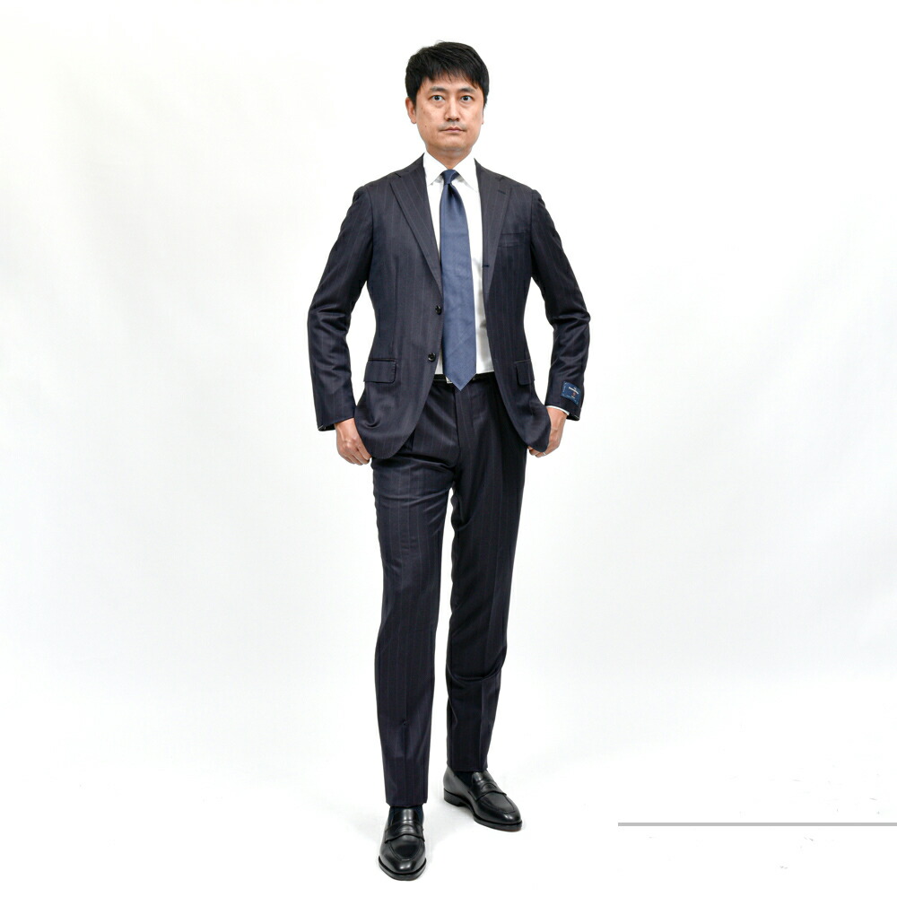 guji（グジ）ウールシャドーストライプ3B1プリーツスーツ MADE BY RING