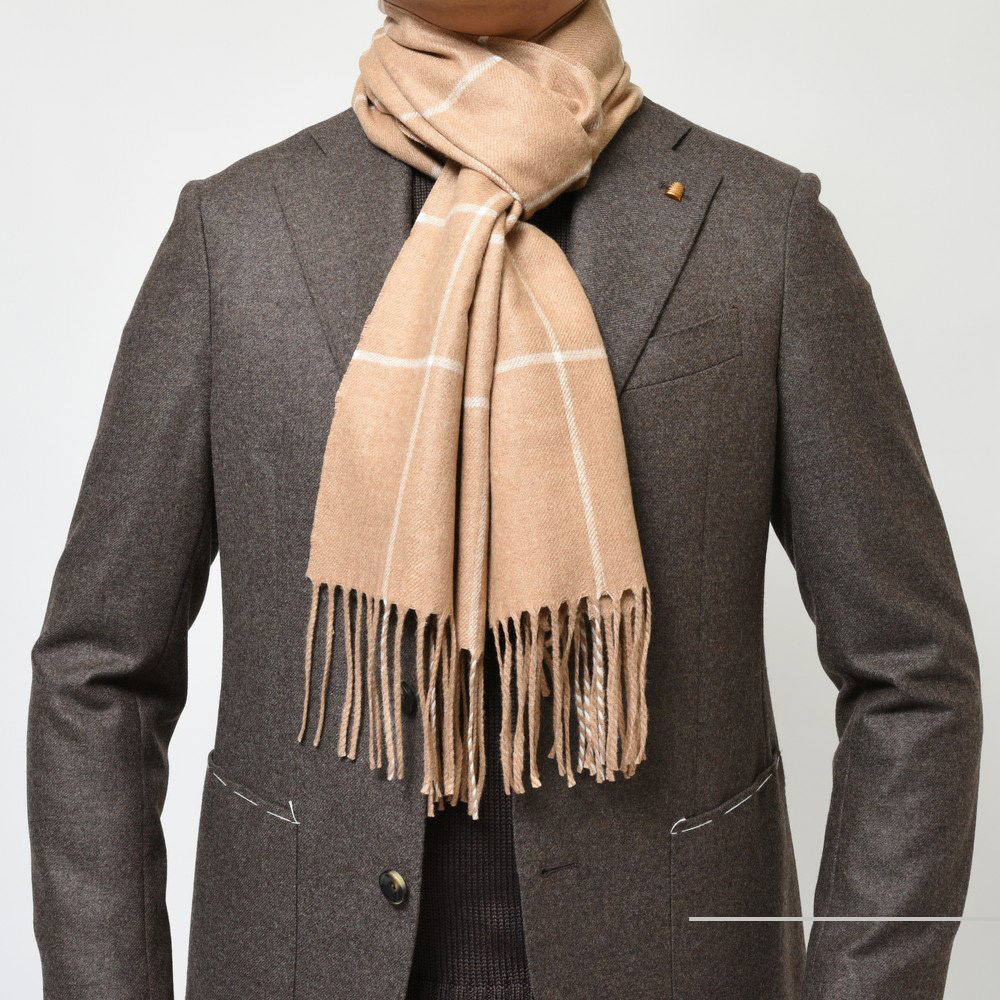 PIACENZA（ピアチェンツァ）シルクカシミアウインドーペーンマフラー