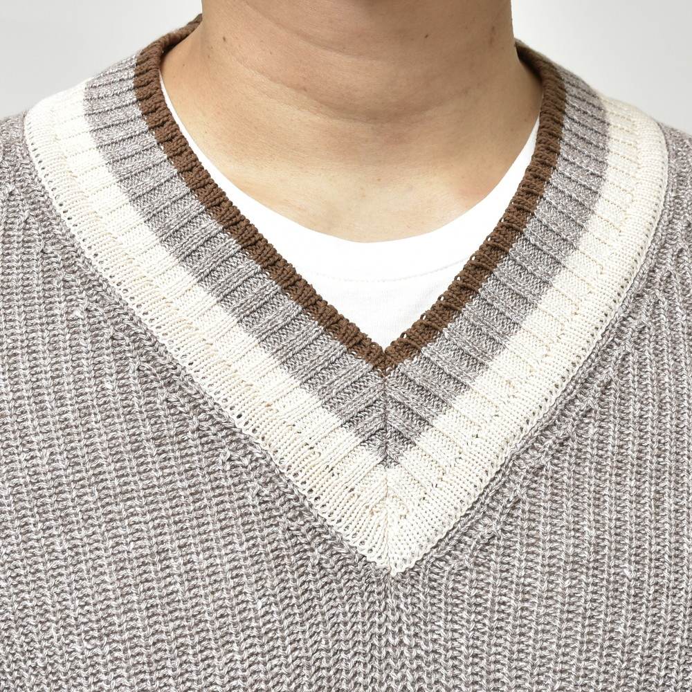 GRAN SASSO（グランサッソ）ローゲージリネンコットンVネックチルデン