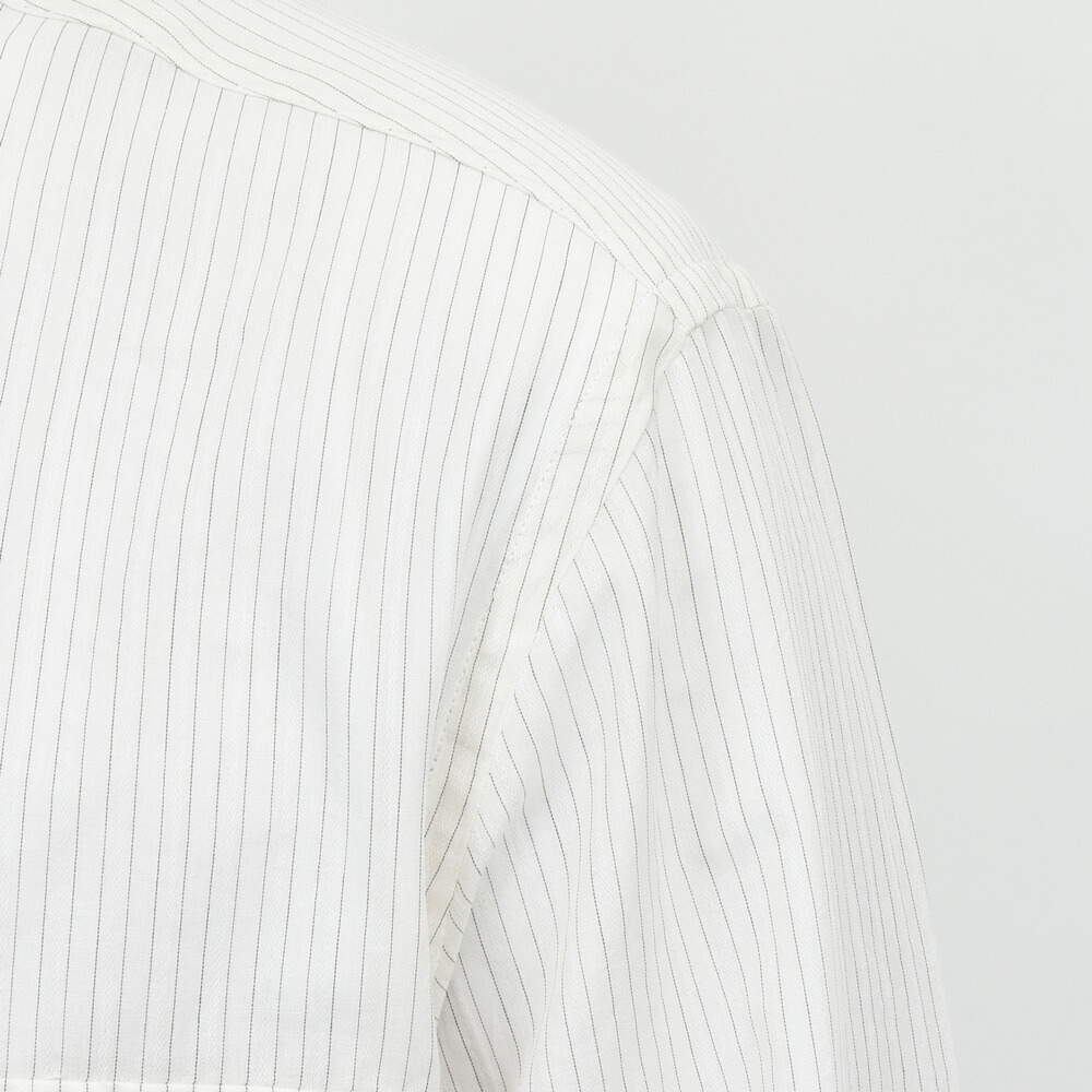 HUSBANDS（ハズバンズ）コットンストライプワイドカラーシャツ H12E