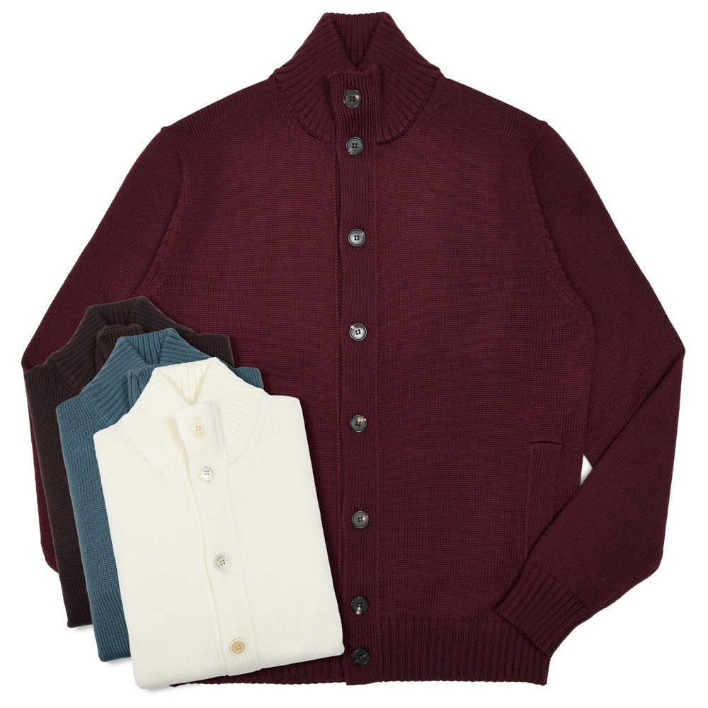 ZANONE（ザノーネ）5ゲージウールスタンドカラーニットカーディガン