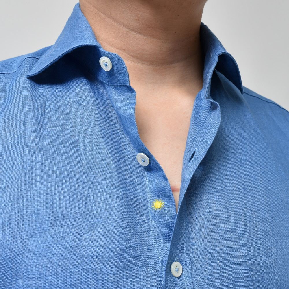 Giannetto（ジャンネット）リネンソリッドセミワイドカラーシャツ