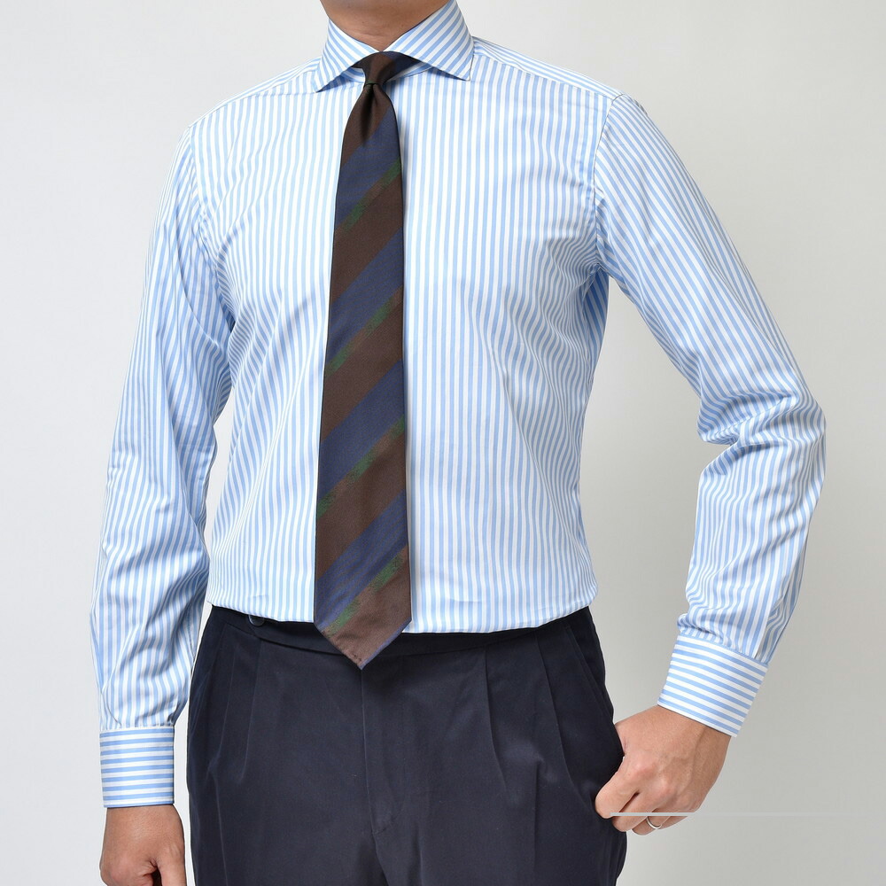 BARBA（バルバ）406 コットンブロードロンドンストライプワイドカラー