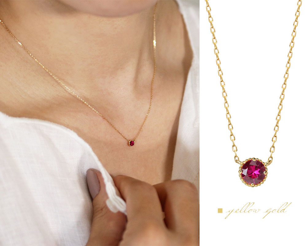 楽天市場】K18 K10 天然 ルビー 0.1ct ミル打ち 一粒 ネックレス ※一部