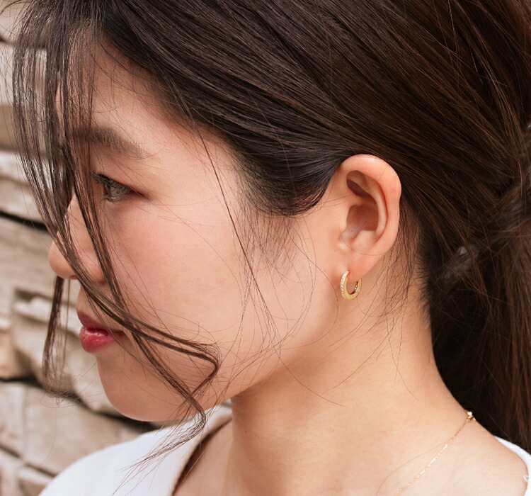 楽天市場】K18 K10 天然 ダイヤモンド 計0.07ct ミニ フープピアス