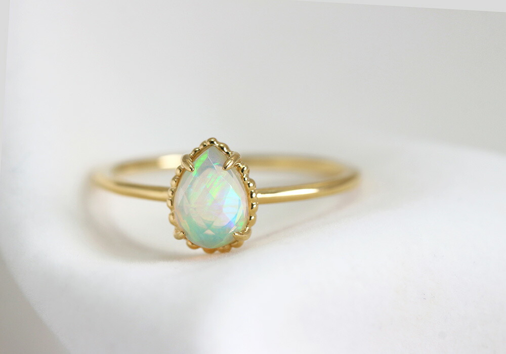 楽天市場】K18 エチオピアオパール リング 5号〜16号 イエローゴールド