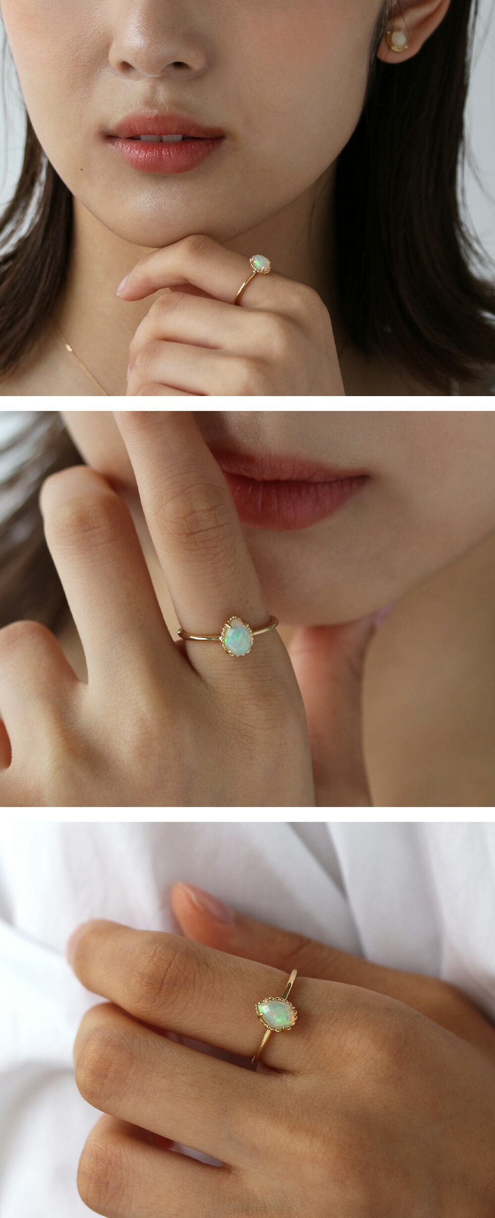 楽天市場】K18 エチオピアオパール リング 5号〜16号 イエローゴールド