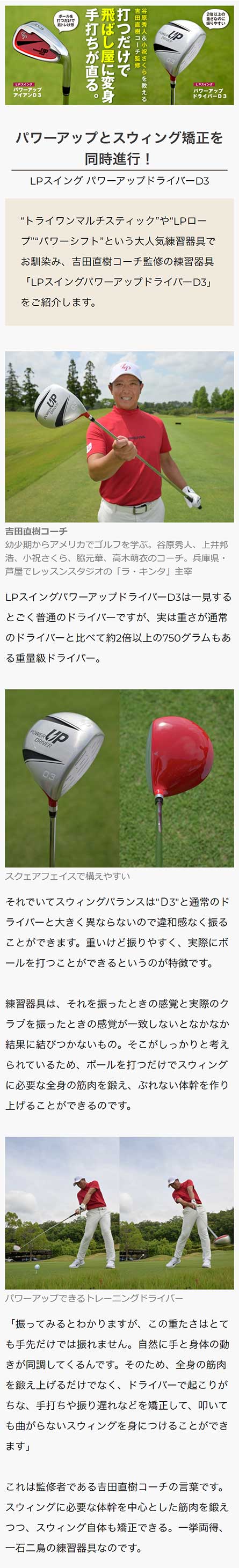 楽天市場】LPスイング パワーアップドライバーD3 ゴルフ 練習器具 飛