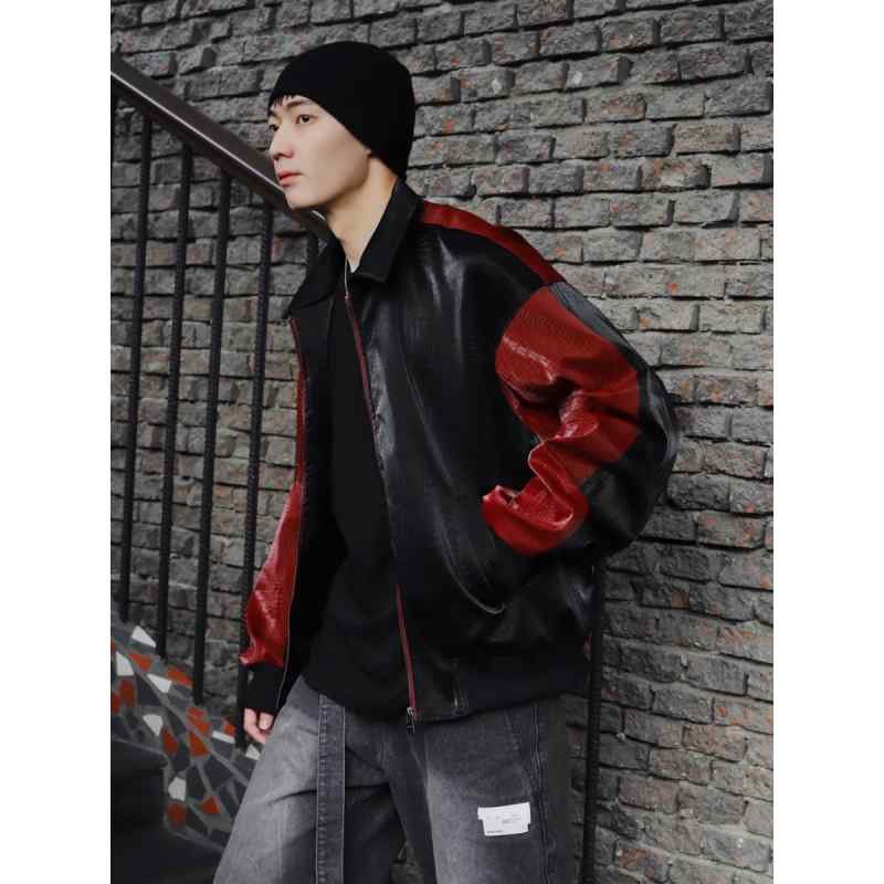 楽天市場】レザージャケット PU 革ジャン クロコダイル柄 アウター 黒