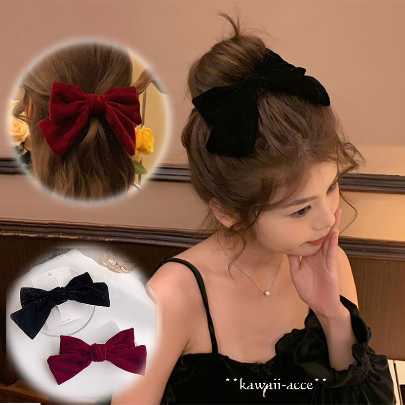 楽天市場】ヘアアクセサリー ラメ入りベルベットリボン バレッタ