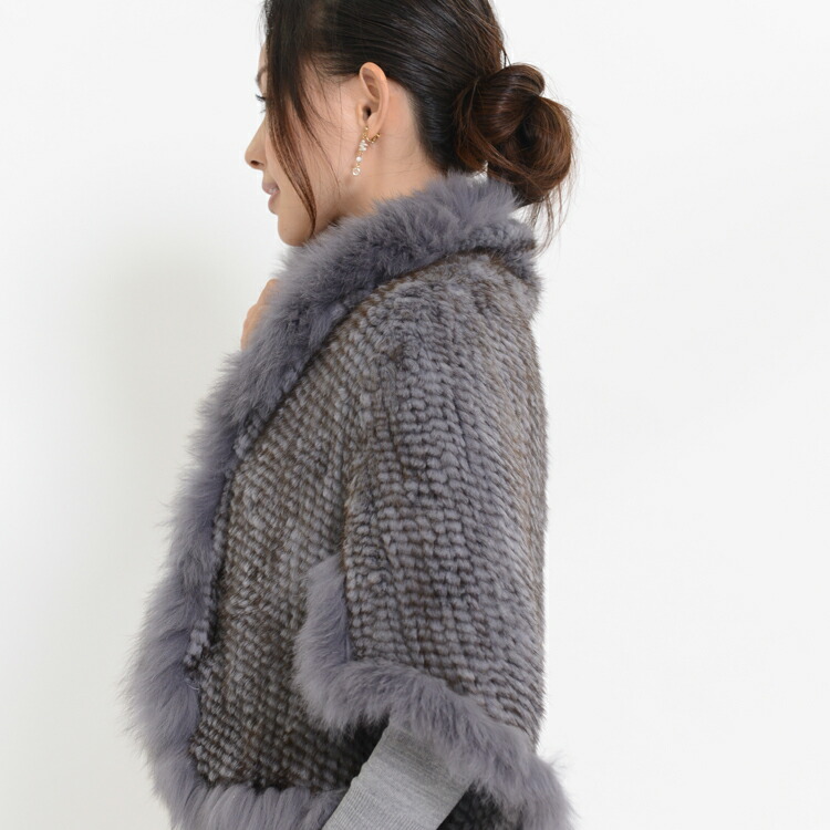 大人専用 フォックス トリミング ミンク 編み込み ファー ケープ