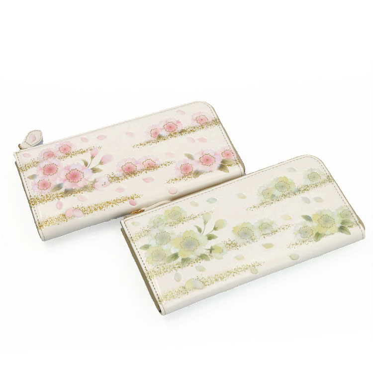 浅草文庫 L字ファスナー 長財布 金彩八重桜 花柄 | すべての商品