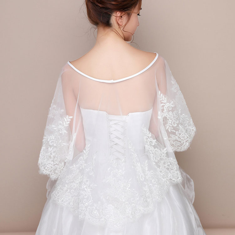 楽天市場】結婚式 ボレロ レースケープ 透明感花柄レースボレロ 二の腕
