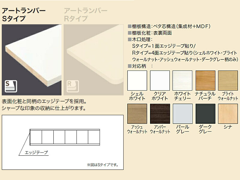 アートランバー3枚と棚受け16個(4段分)＋耐震用棚板ストッパー8個（4段分） 楽天市場】アートランバーSタイプ（旧アートランバーOタイプ）加工