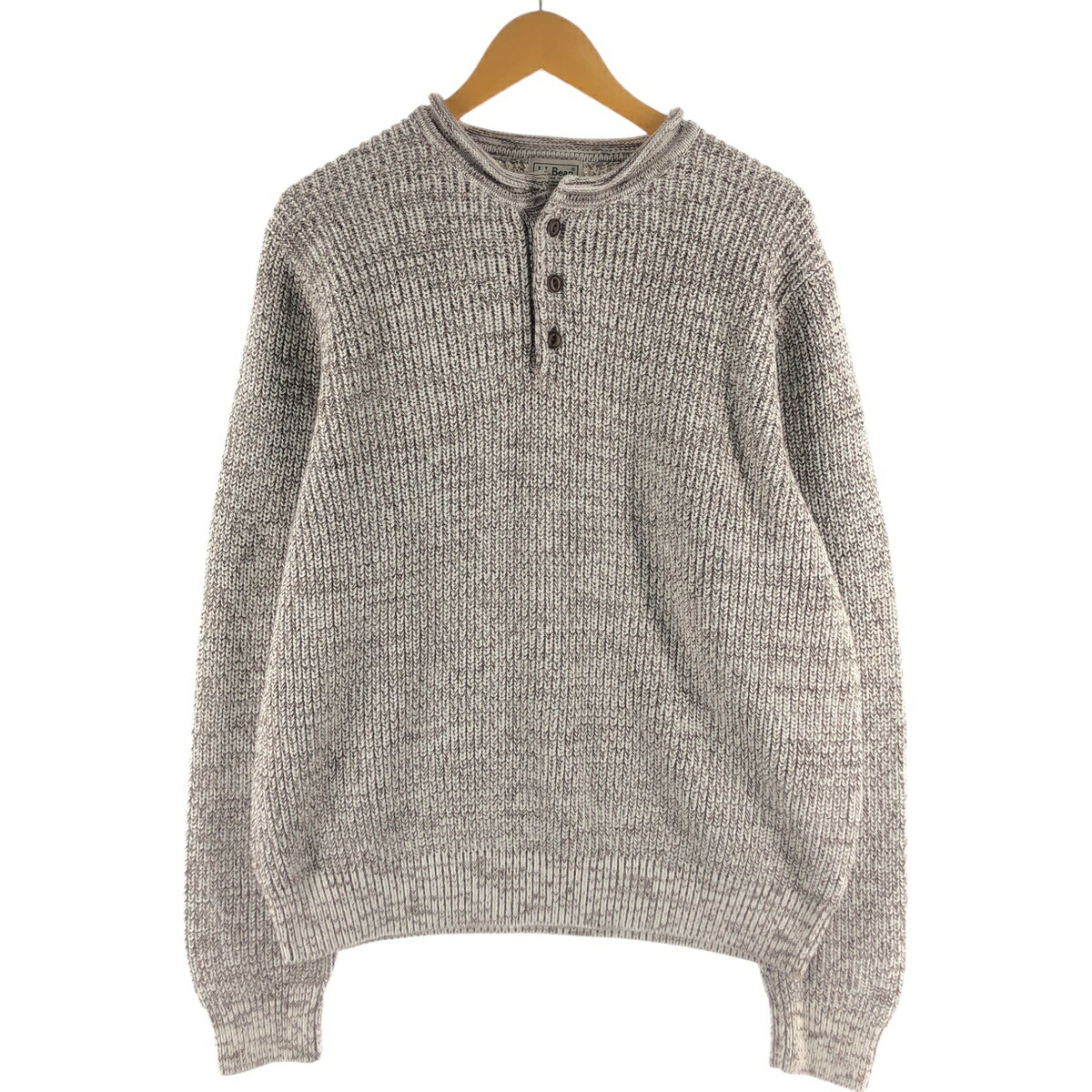 古着 エルエルビーン L.L.Bean ヘンリーネック コットンニットセーター