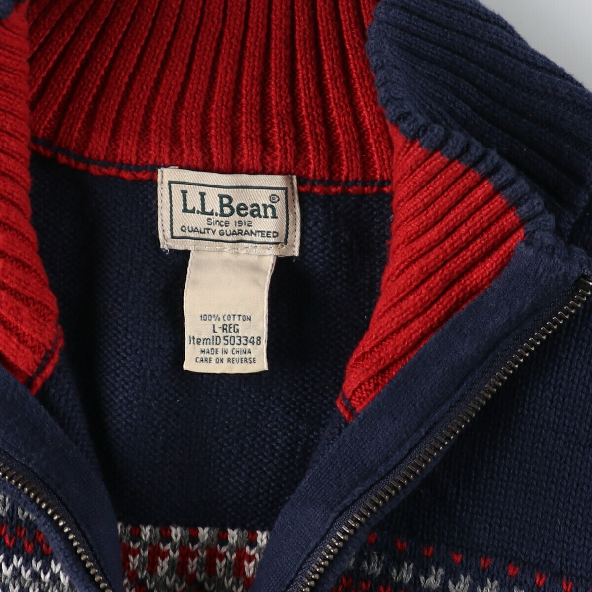 古着 エルエルビーン L.L.Bean ノルディック柄 コットンニットハーフ