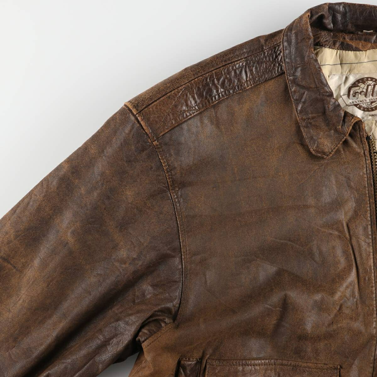 古着 G-III A-2タイプ レザーフライトジャケット メンズL相当