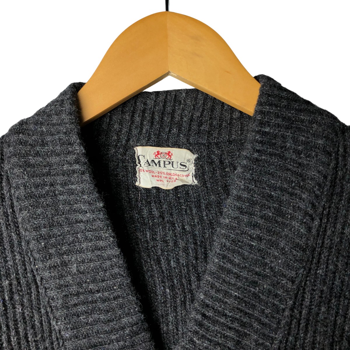 古着 60～70年代 CAMPUS ウールニットカーディガン USA製 メンズM相当