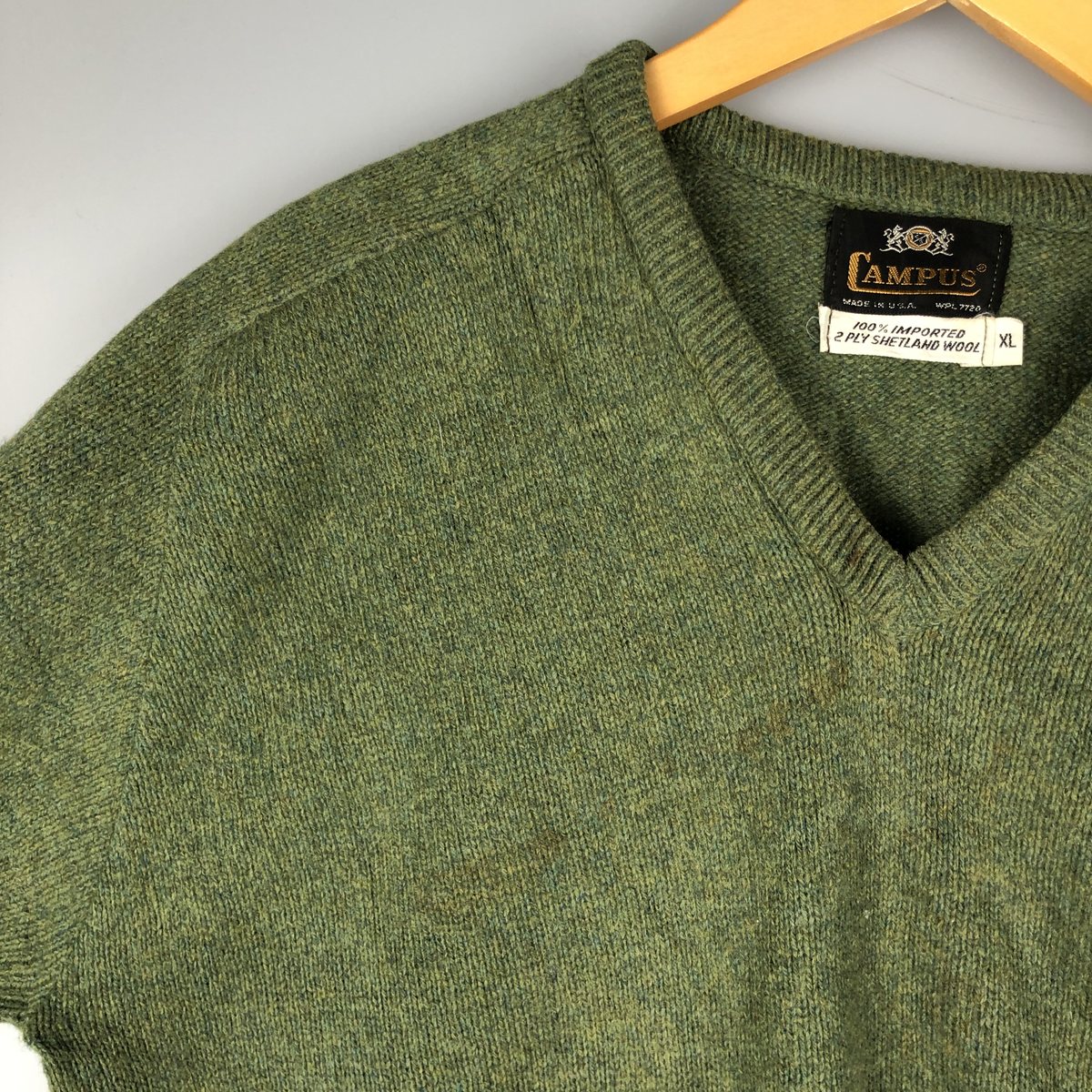 古着 70年代 キャンパス CAMPUS Vネック ウールニットセーター USA製