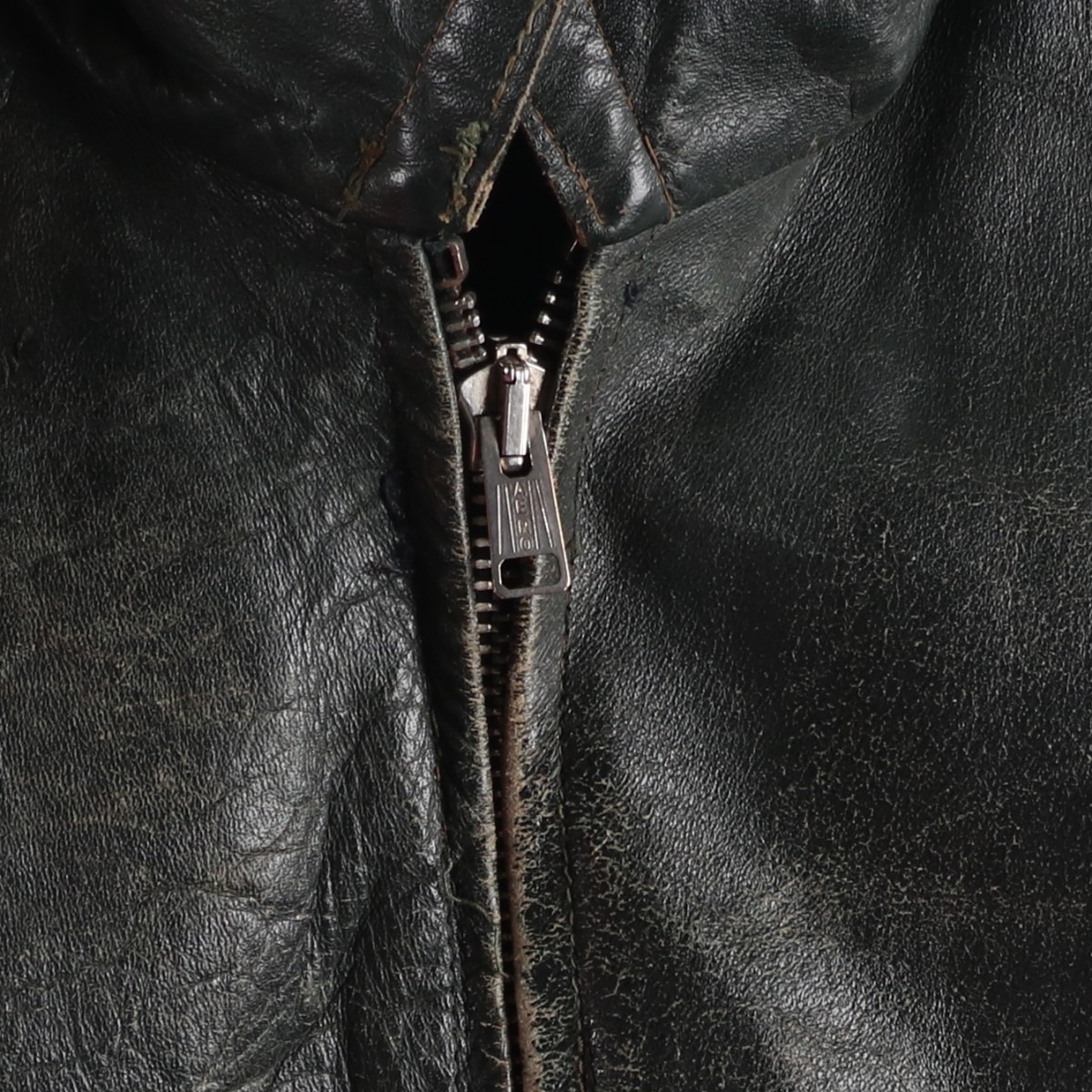 古着 40～50年代 AEROジップ コの字留め レザージャケット メンズM相当