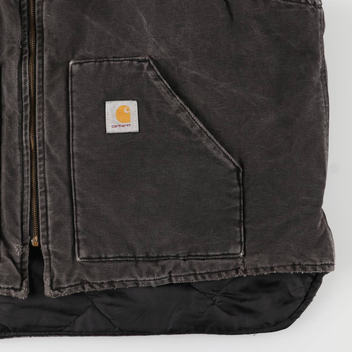 古着 カーハート Carhartt クラシックベスト 中綿入り 腰ゴム ダック