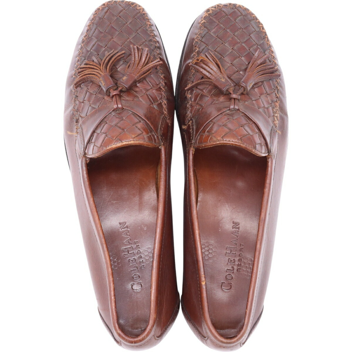 古着 コールハーン COLEHAAN RESORT 編み込み タッセルローファー 8D