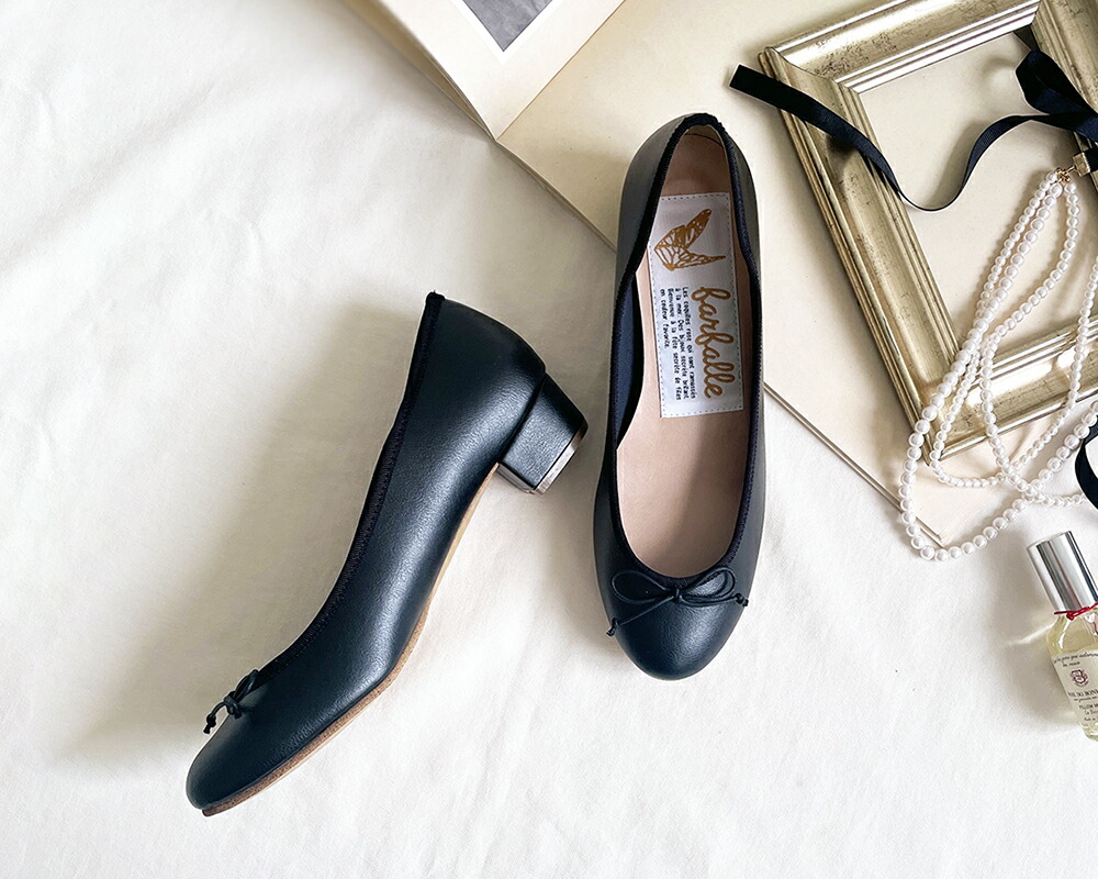 楽天市場】ファルファーレ バレエシューズ ブラック 3cm スムース 黒