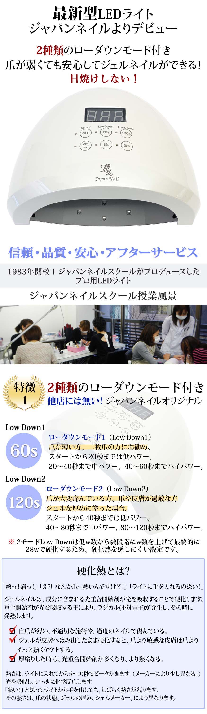 ジェルネイルLEDライト熱くない2種類のローダウンモード搭載【送料