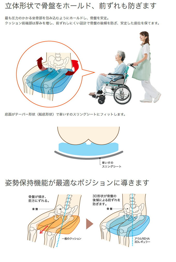 楽天市場】アウルREHA 3Dレギュラー（カバー付き）(EXGEL)車いす用