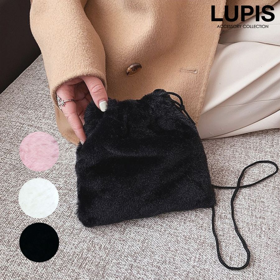 ファー巾着ミニショルダーバッグ(ポーチ) - 巾着バッグ・ミニバッグを