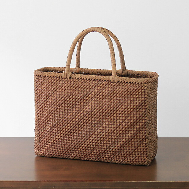 ヌメ革×やまぶどうバッグ(国産材/ひご幅約4～5mm/栃木レザー/横長/中