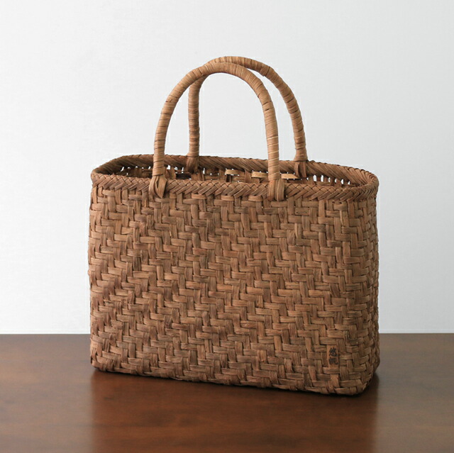 悠帆作 やまぶどう籠 (国産/網代編み/定番型/中サイズ) (約)幅31×マチ