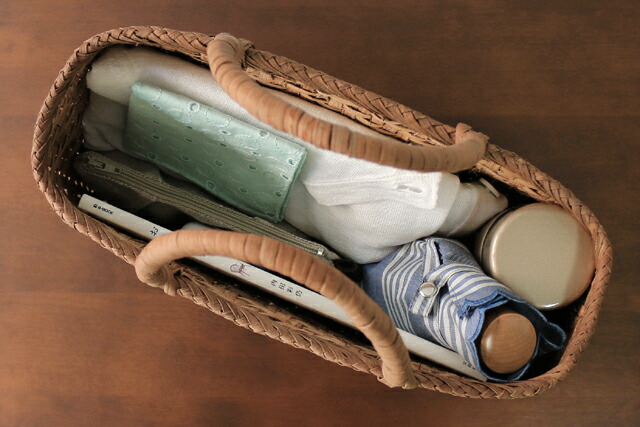 悠帆作 やまぶどう籠 (国産/網代編み/定番型/中サイズ) (約)幅31×マチ