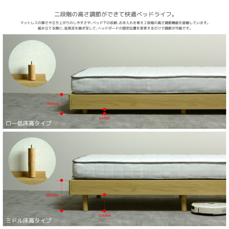 楽天市場】【公式】ベッドフレーム セミダブル ナチュラル 木製