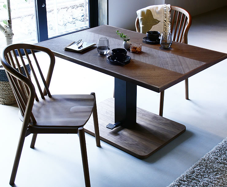 ヘリンボーン柄のモダンなガス圧式フットペダル昇降テーブ 昇降