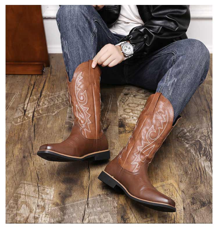 楽天市場】ウエスタンブーツ メンズ ロングブーツ ミドル ブーツ 刺繍