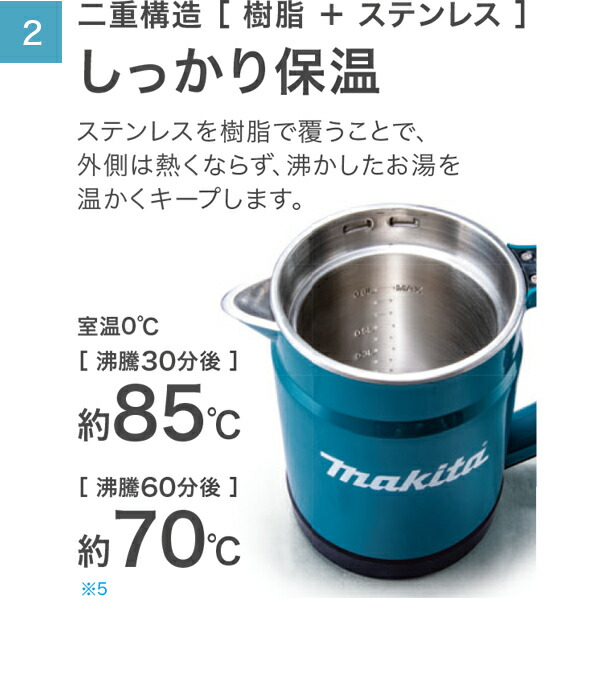 マキタ makita 充電式ケトルKT360DZW（本体のみ/白）/バッテリ・充電器
