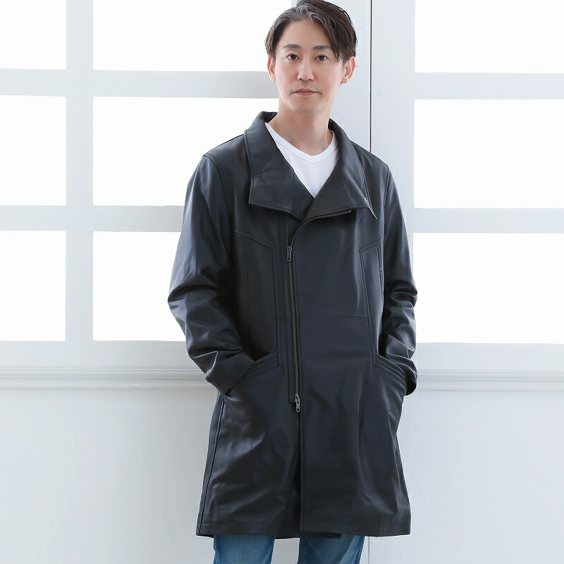 楽天市場】有名ブランド スタンドカラーコート メンズ ラム革 羊革