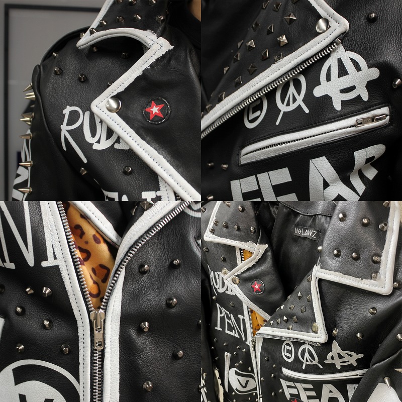 楽天市場】鋲ジャン メンズ スタッズ付き ロックスター レザー