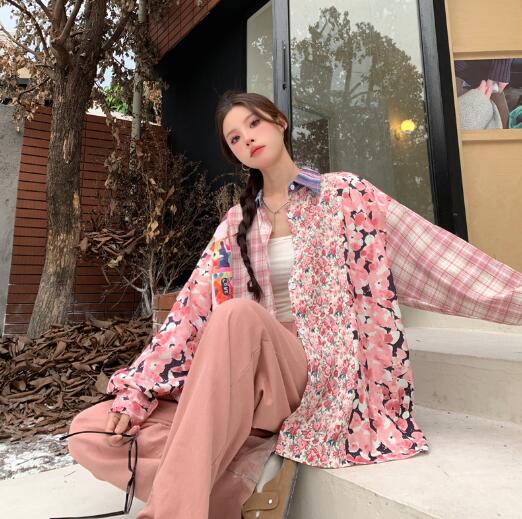 楽天市場】カラフル 切替 総柄 シャツ ブラウス トップス カットソー